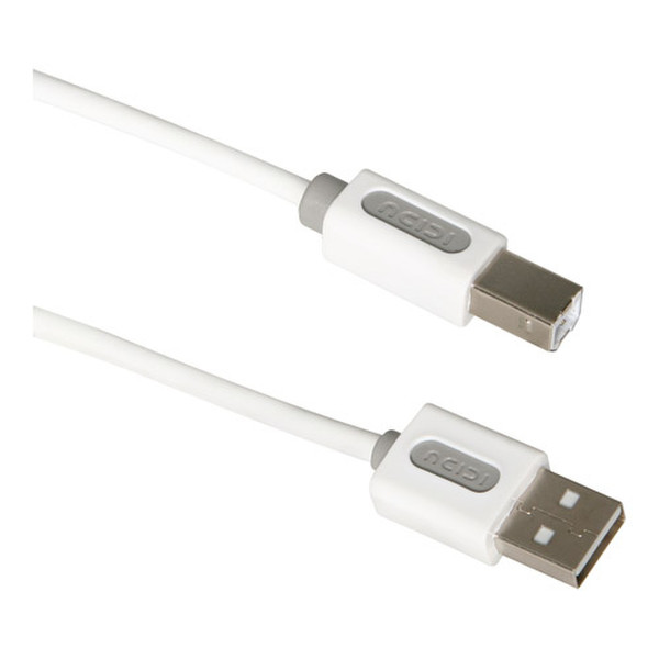 ICIDU USB 2.0 A-B Cable 1m White 1m USB A USB B White