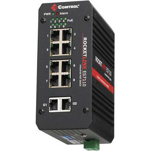 Comtrol RocketLinx ES7110-VB Неуправляемый Power over Ethernet (PoE) Черный