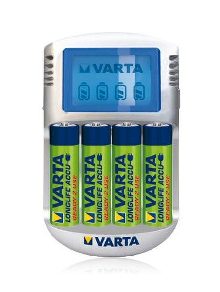 Varta LCD Plug Charger + 4 AA Для помещений Синий, Cеребряный