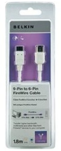 Belkin 1.8m FireWire800 1.8м 9-p 6-p Белый FireWire кабель