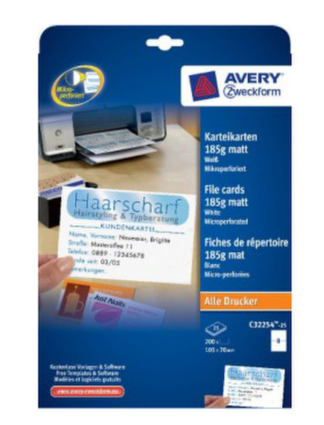 Avery C32254-25 Белый 200шт учетная карточка