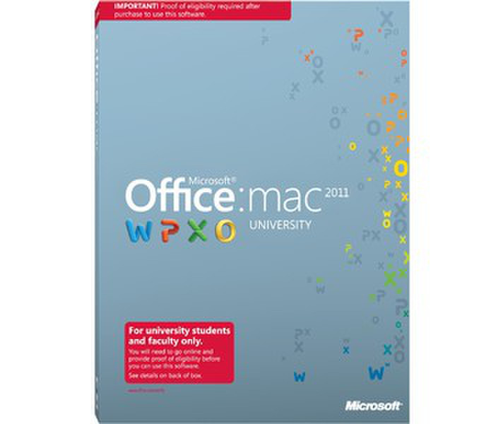 Microsoft Office f/Mac University 2011, EDU, DVD, ENG