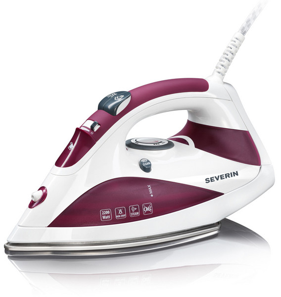 Severin BA 3221 Dry & Steam iron Stainless Steel soleplate 200W Bordeaux,White