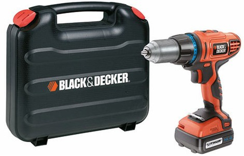 Black & Decker HP146F4LK Дрель с рукояткой пистолетного типа Литий-ионная (Li-Ion) 1.5А·ч Черный, Красный аккумуляторная комби-дрель