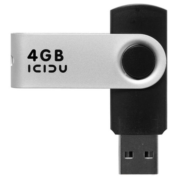 ICIDU Swivel Flash Drive 4GB 4ГБ USB 2.0 Черный, Cеребряный USB флеш накопитель