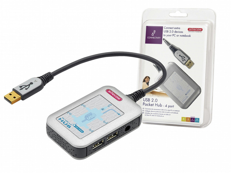 Sitecom USB 2.0 pocket hub 480Mbit/s Schnittstellenhub