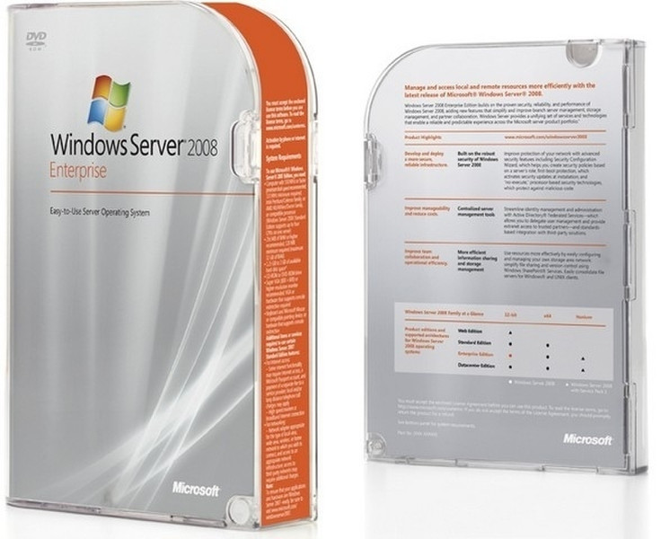 Microsoft Windows Server 2008 Enterprise - Complete package - 1 server, 25 CALs - EDU - DVD - 32/64-bit - German