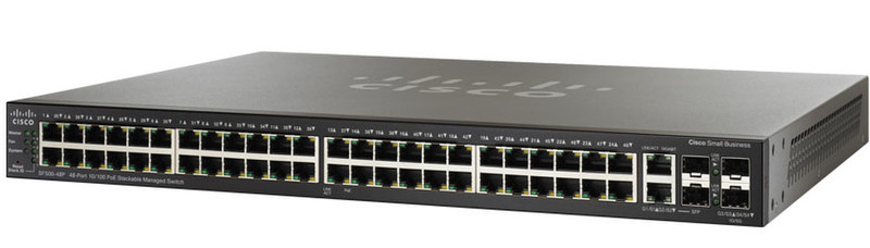 Cisco SF500-48-K9-NA Управляемый L3 Fast Ethernet (10/100) 1U Черный сетевой коммутатор