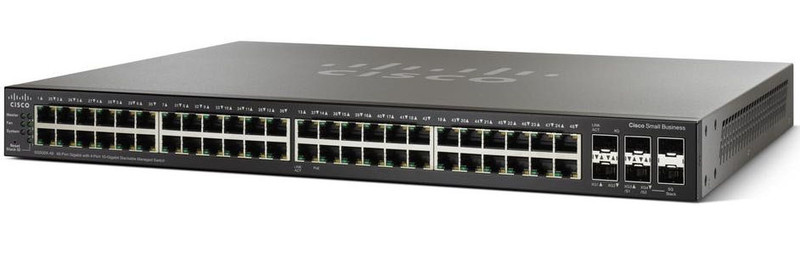 Cisco SG500X-48P gemanaged L3 Gigabit Ethernet (10/100/1000) Energie Über Ethernet (PoE) Unterstützung 1U Schwarz