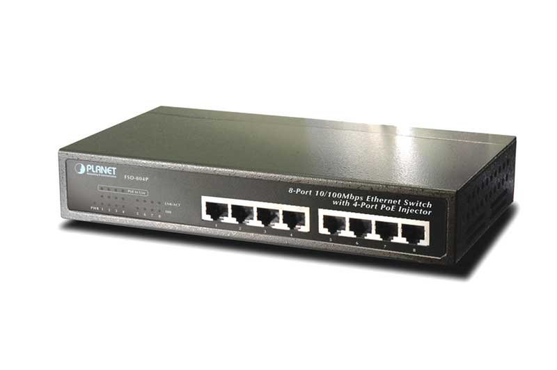 Planet FSD-804P Power over Ethernet (PoE) Черный