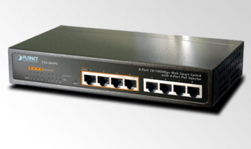 Planet FSD-804PS L2 Power over Ethernet (PoE) Черный