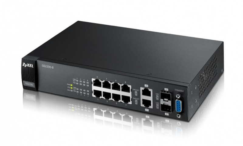 ZyXEL GS2200-8 gemanaged L2 Gigabit Ethernet (10/100/1000) Schwarz