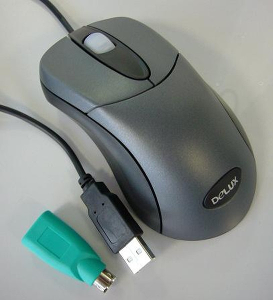 Delux DLM-300BT USB+PS/2 Optisch 800DPI Grau Maus