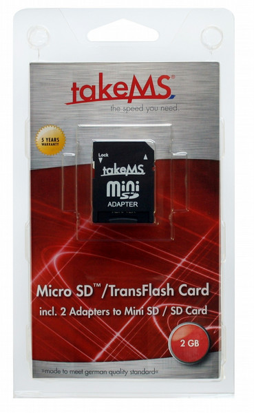 takeMS 2GB MicroSD + 2 adapters 2GB MicroSD Speicherkarte