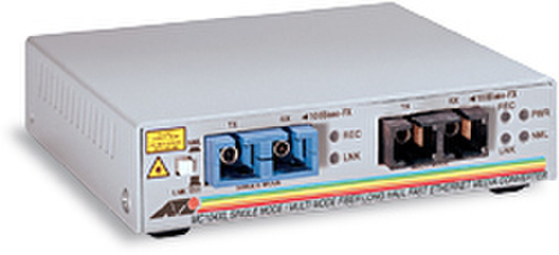 Allied Telesis 100FX(SC) MM to 100FX (SC) SM 15km Media Converter, EU power cord 100Mbit/s 1310nm network media converter