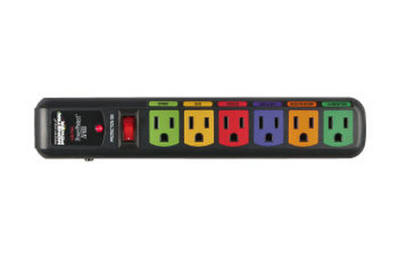 Monster Cable PowerProtect™ AV 600 with Surge Protection 6розетка(и) 2.4м Разноцветный сетевой фильтр