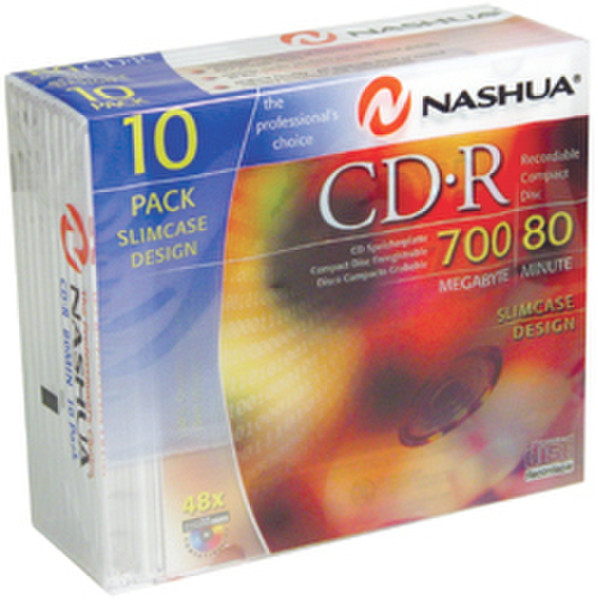 Nashua 10-pack CD-R, slimcase foil 80min/700Mb 52x CD-R 700MB 10pc(s)