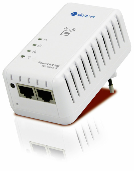 Digicom PL200W3-A01 200Mbit/s Eingebauter Ethernet-Anschluss WLAN Weiß 1Stück(e) PowerLine Netzwerkadapter
