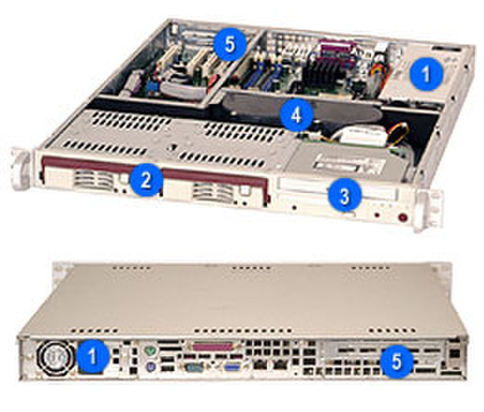 Supermicro SuperChassis 811T-250 (Beige) Niederprofil (superflach) Beige Computer-Gehäuse