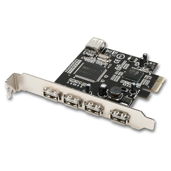 Axago PCI-Express 4+1x USB2.0 Internal USB 480Mbit/s networking card