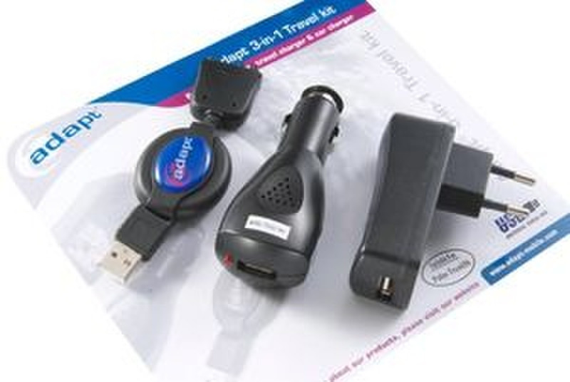 Adapt 3-in-1 Travel Charger Kit Черный зарядное для мобильных устройств