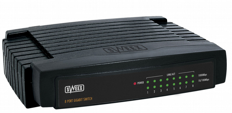 Sweex 8-port Gigabit Switch Неуправляемый Черный