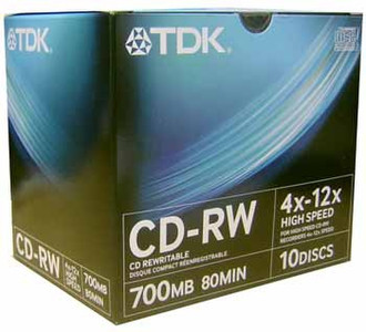 TDK CD-RW Highspeed 10-pack CD-RW 700MB 10pc(s)