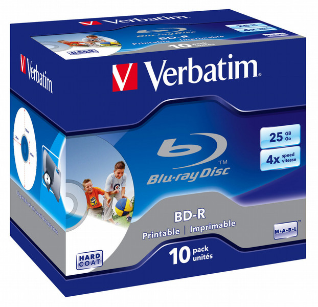 Verbatim BD-R SL 25GB 4x Printable 10 Pack Jewel Case