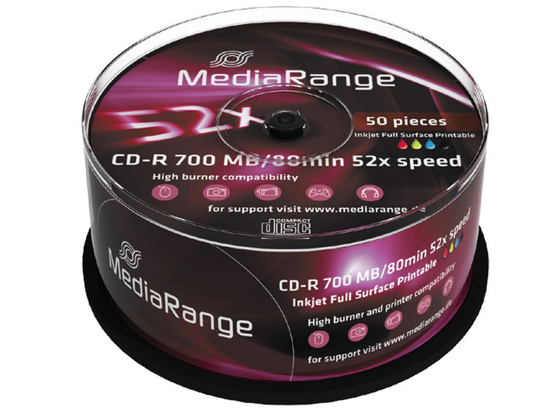 MediaRange MR208 CD-R 700МБ 50шт чистые CD