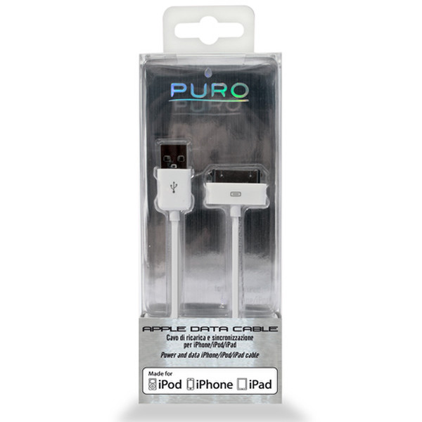 PURO 0.98m USB 2.0/30-pin 0.98м USB 2.0 30-p Белый дата-кабель мобильных телефонов