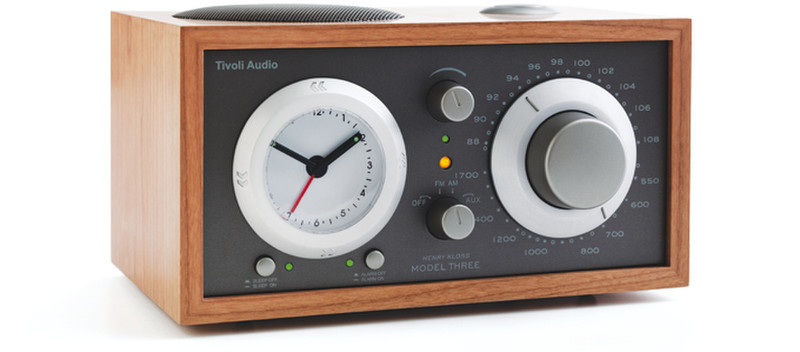 Tivoli Audio Model Three Часы Аналоговый Вишневый, Серый радиоприемник