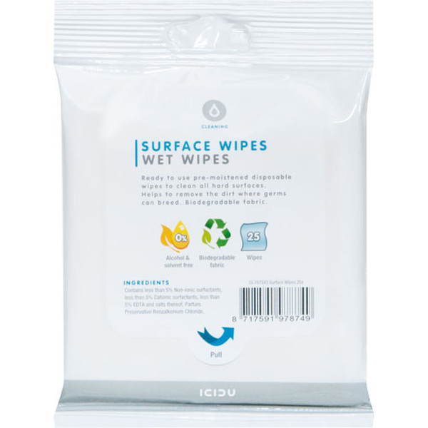 ICIDU Multipurpose Cleaning Wipes 25 wet wipes Equipment cleansing wet cloths