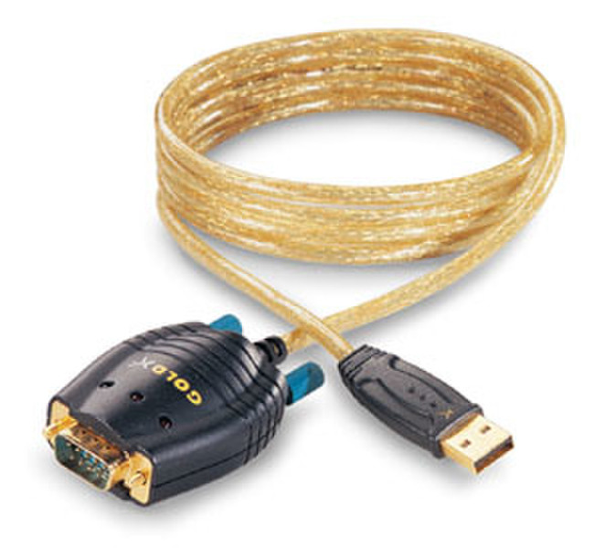GoldX USB - DB9 6ft USB DB9 Черный, Золотой