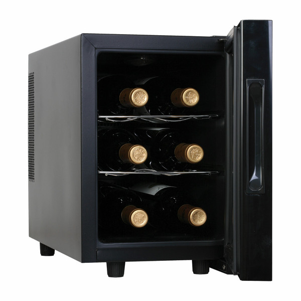 Haier HVTM06ABS Отдельностоящий Термоэлектрический винный шкаф Черный, Cеребряный 6бутылка(и) wine cooler