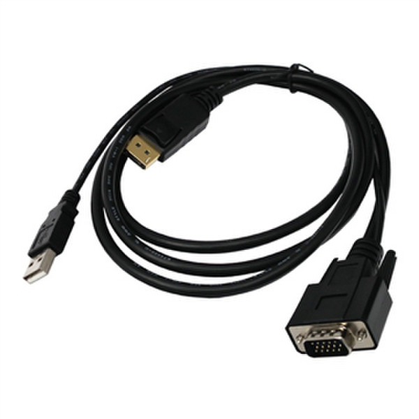 Lantronix 500-199-R 1.5m VGA (D-Sub) USB Schwarz Videokabel-Adapter