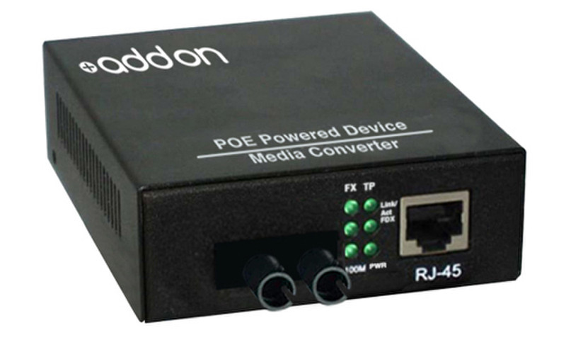 Add-On Computer Peripherals (ACP) 100Base-TX(RJ45) to 100Base-LX(ST), 1310nm 100Mbit/s 1310nm Single-mode Black