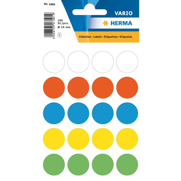 HERMA 1881 Circle Multicolour 100pc(s) self-adhesive label
