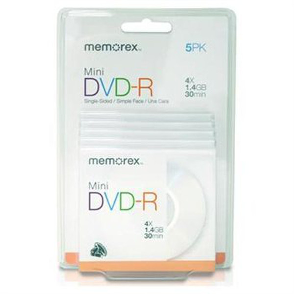 Memorex 4x Mini DVD-R 5 Pack Blister 1.4GB DVD-R 5Stück(e)