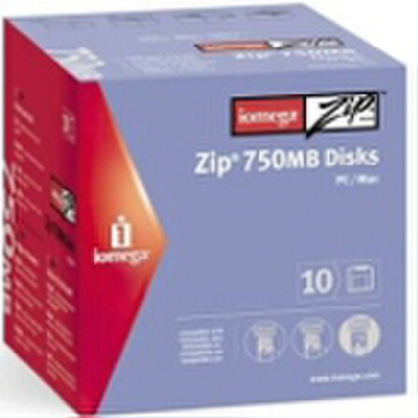 Bernoulli Zip disk 750Mb Dos High (10) 750MB zip disk
