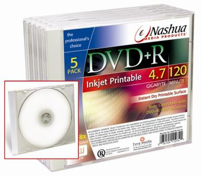 Nashua DVD+R 4,7Gb 4x jewelcase 4.7ГБ 5шт