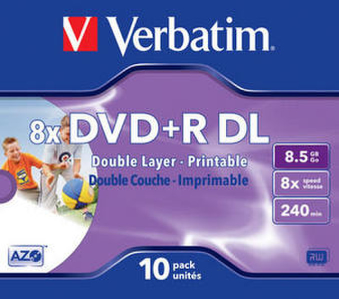 Verbatim DVD+R Double Layer Wide Inkjet Printable 8x 8.5GB DVD+R DL 10Stück(e)