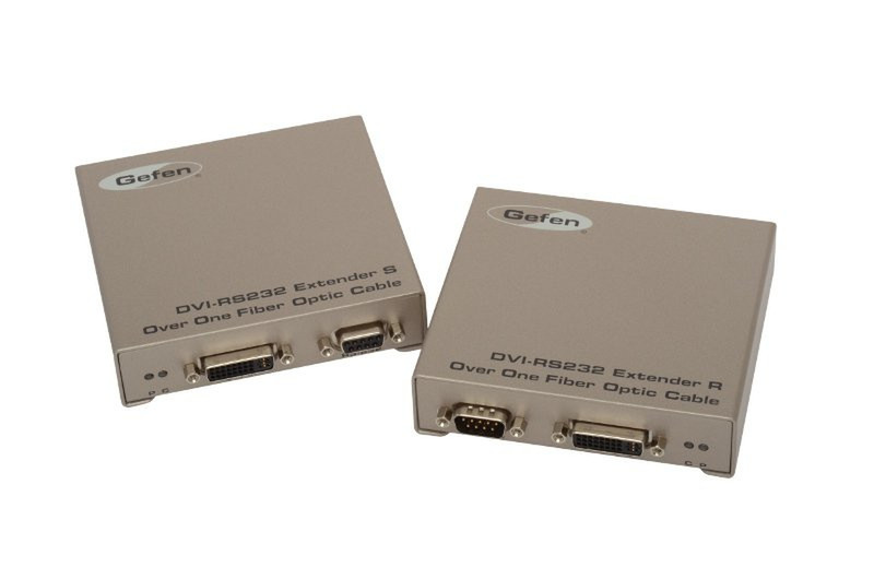 Gefen EXT-DVIRS232-1FO AV transmitter & receiver Серый АВ удлинитель
