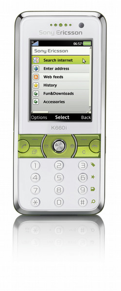 Sony K660i, Lime on White 95g White