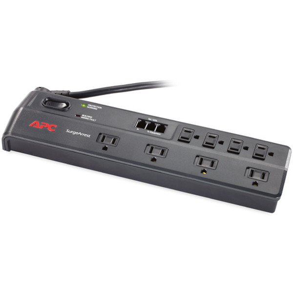 APC Home/Office SurgeArrest 8 Outlets with tel2/splitter jacks, 120V 8розетка(и) 120В 1.83м Черный сетевой фильтр