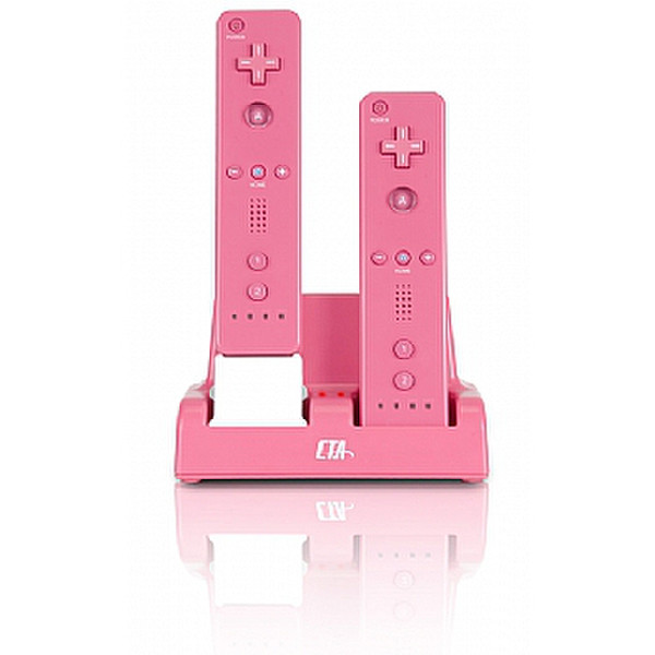 CTA Digital Pink Double Charge Station with AC Adapter for Wii 1800mAh Pink