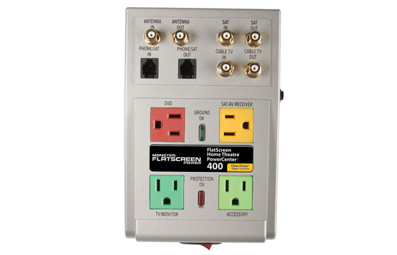 Monster Cable FlatScreen PowerCenter™ HTS 400 + Clean Power™ Stage 1 v.2.0 4розетка(и) сетевой фильтр