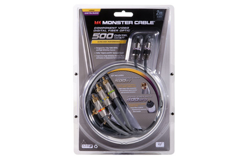 Monster Cable Component Video Digital Fiber Optic MC 500CV/FO-2M 2m Grey