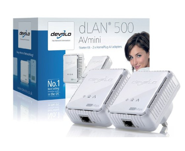 Devolo DLAN 500 AV Mini Starter Kit 500Mbit/s Ethernet LAN White 1pc(s) PowerLine network adapter