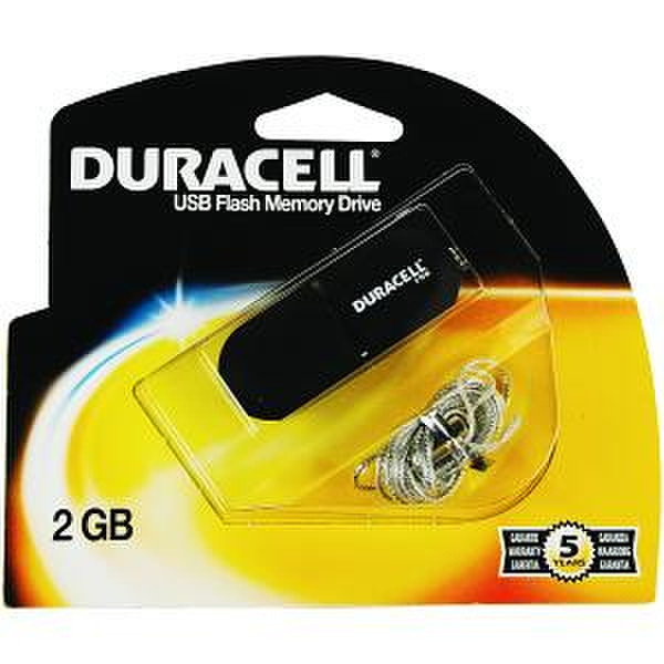 Duracell USB 2.0 2GB 2ГБ USB 2.0 Type-A Черный USB флеш накопитель