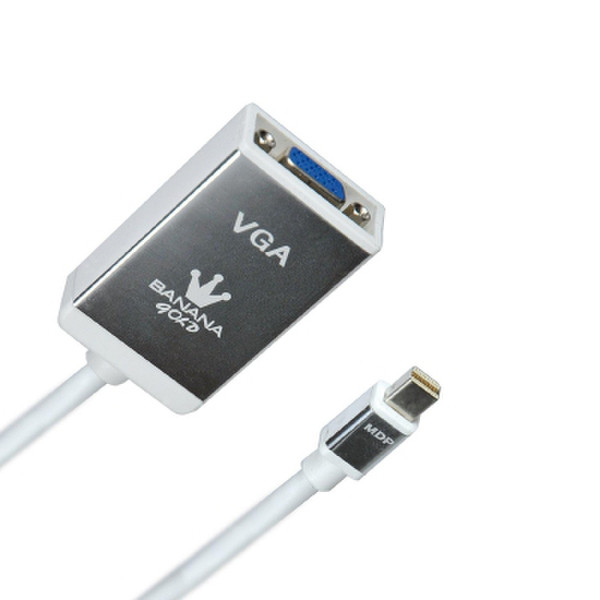 BananaGold Mini Display Port/VGA 0.25m mini DisplayPort VGA (D-Sub) Weiß Videokabel-Adapter